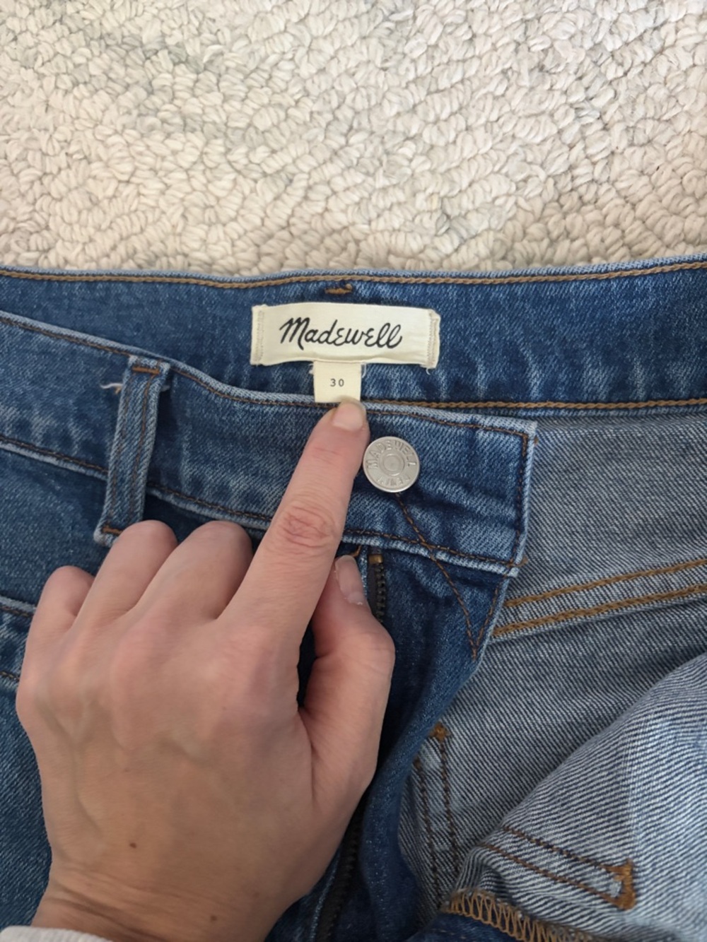 Madewell Blue Denim High-Rise Patch Pocket Shorts - Picture 2 of 3